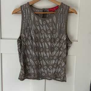 Aftershock 100% Silk, Beaded sleeveless top